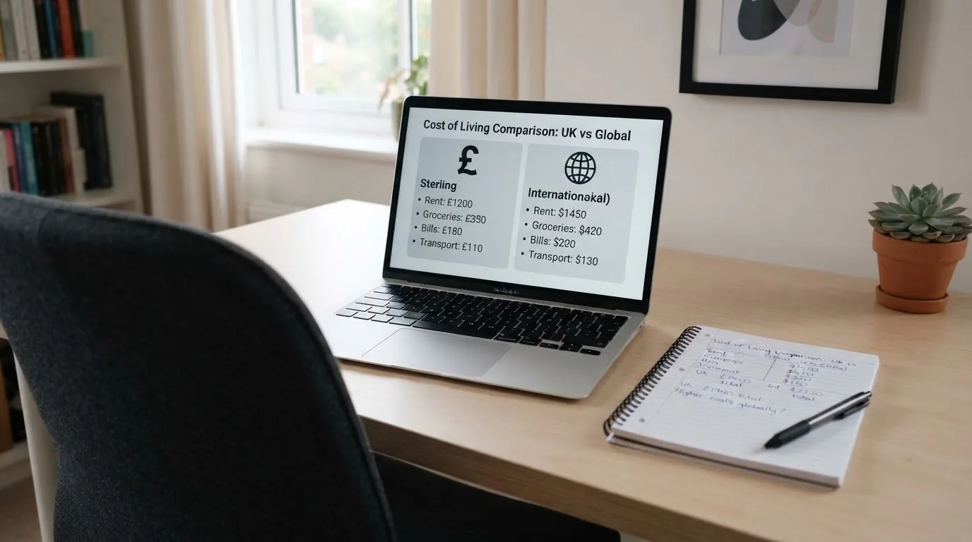 A laptop on a home desk showing a UK online casino comparison page open beside a notepad, with a laptop showing an international casino homepage in a browser visible in a browser tab list